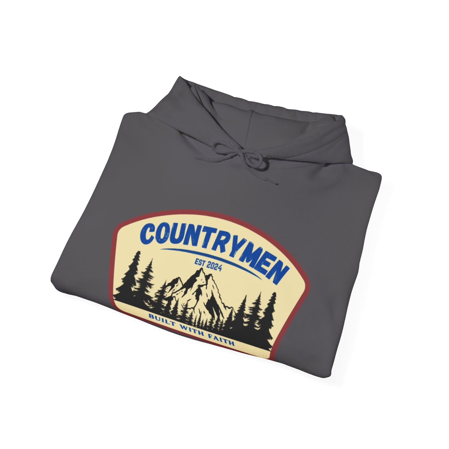 Countrymen Hoodie - "Built With Faith" Camping Vintage Patch Sweatshirt
