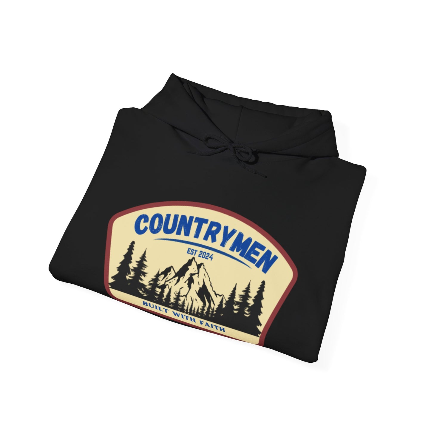 Countrymen Hoodie - "Built With Faith" Camping Vintage Patch Sweatshirt