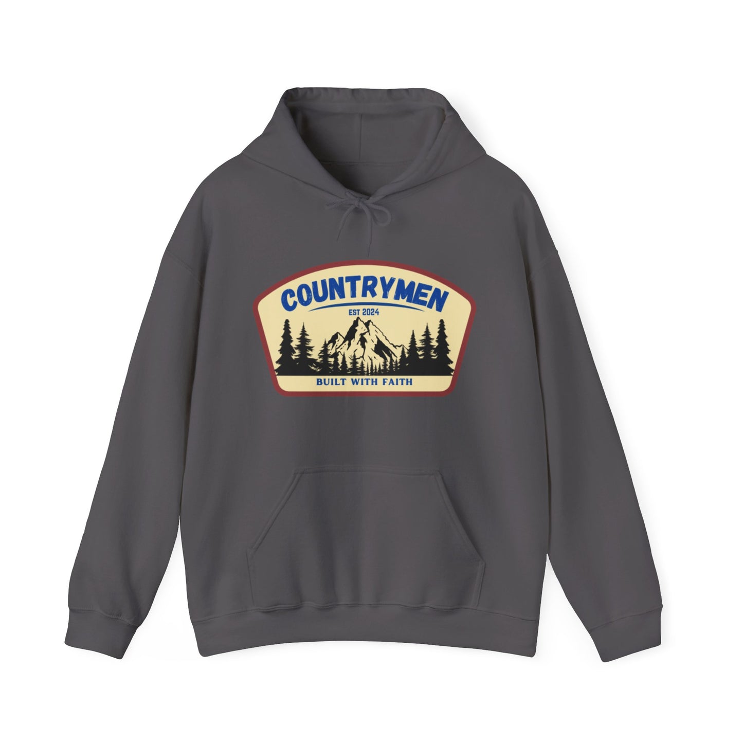 Countrymen Hoodie - "Built With Faith" Camping Vintage Patch Sweatshirt