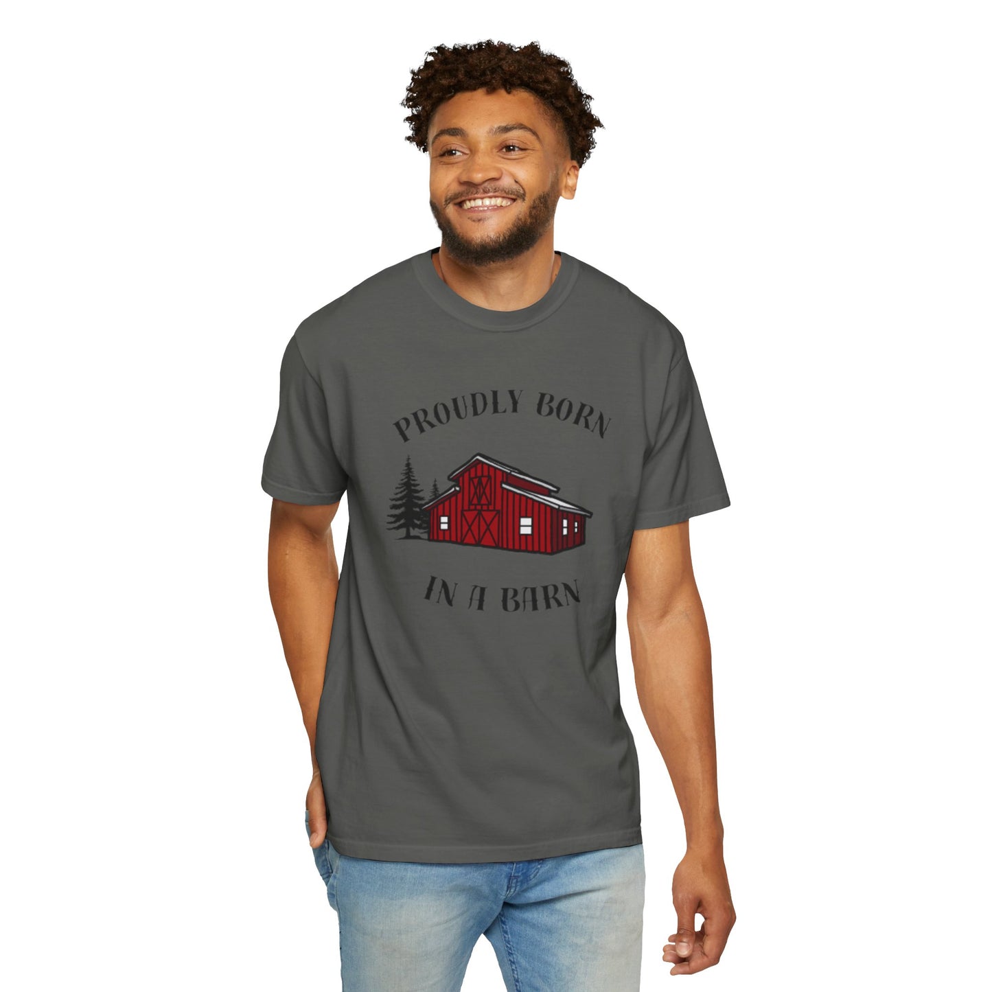 Born in a Barn T-Shirt — Rustic Red Barn Graphic Tee