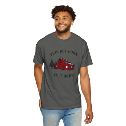 Born in a Barn T-Shirt — Rustic Red Barn Graphic Tee
