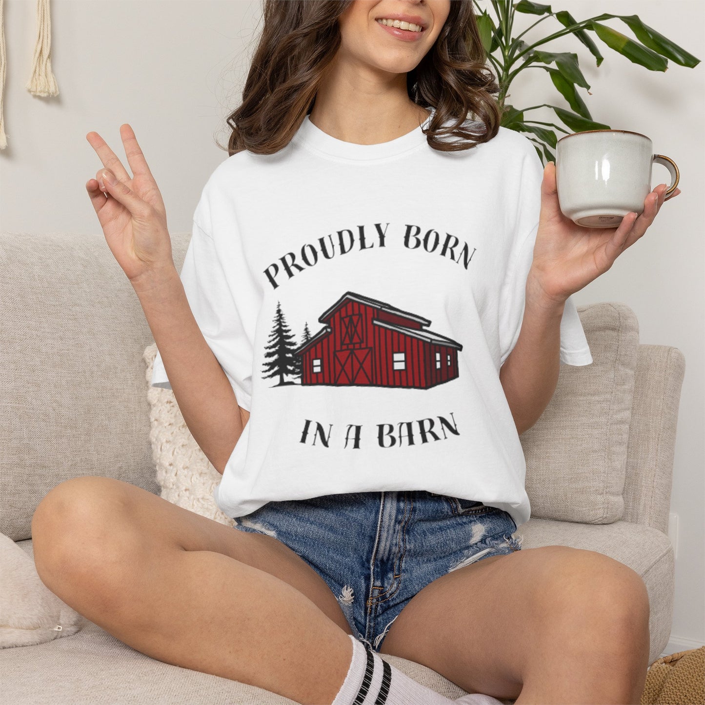 Born in a Barn T-Shirt — Rustic Red Barn Graphic Tee