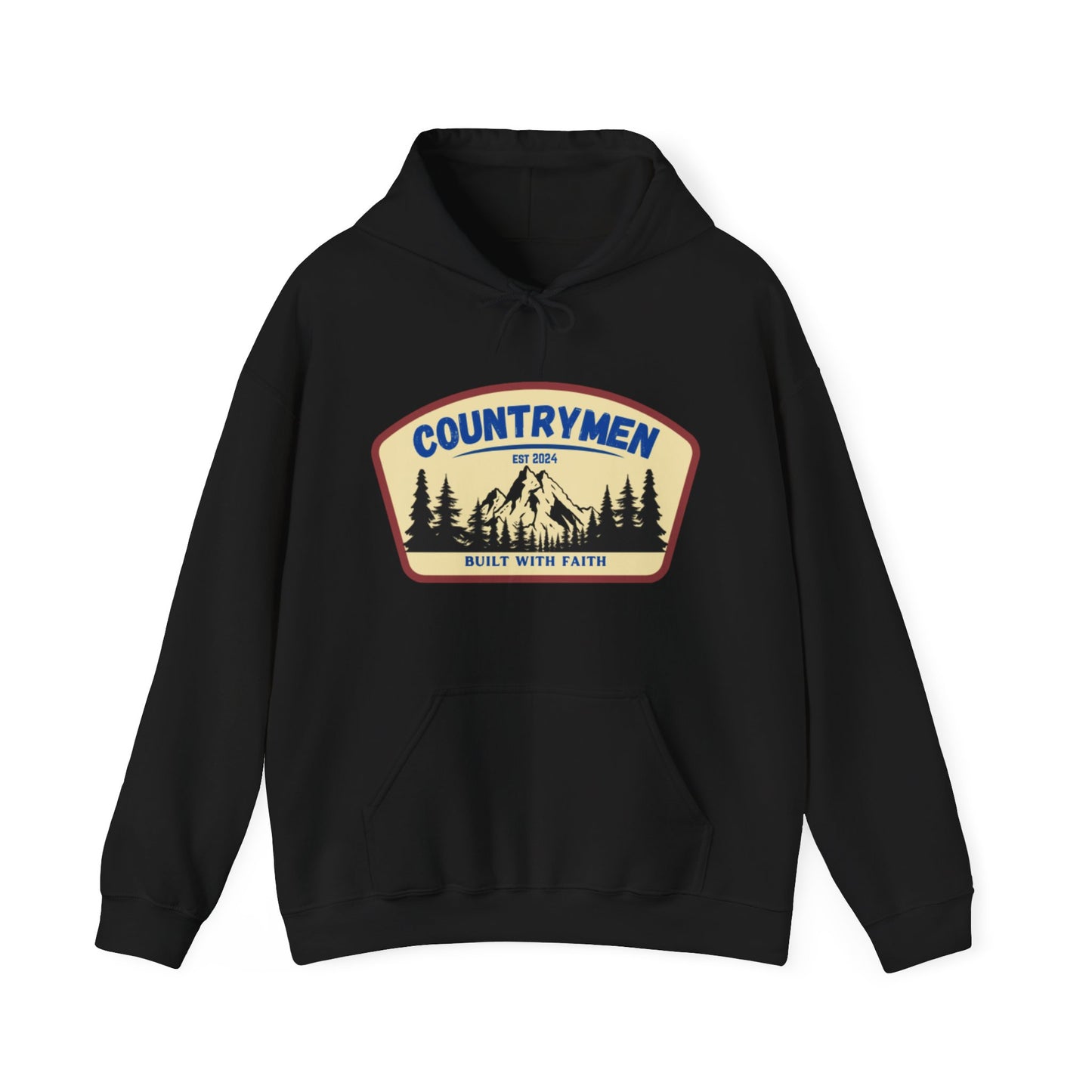 Countrymen Hoodie - "Built With Faith" Camping Vintage Patch Sweatshirt