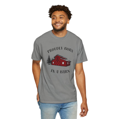 Born in a Barn T-Shirt — Rustic Red Barn Graphic Tee