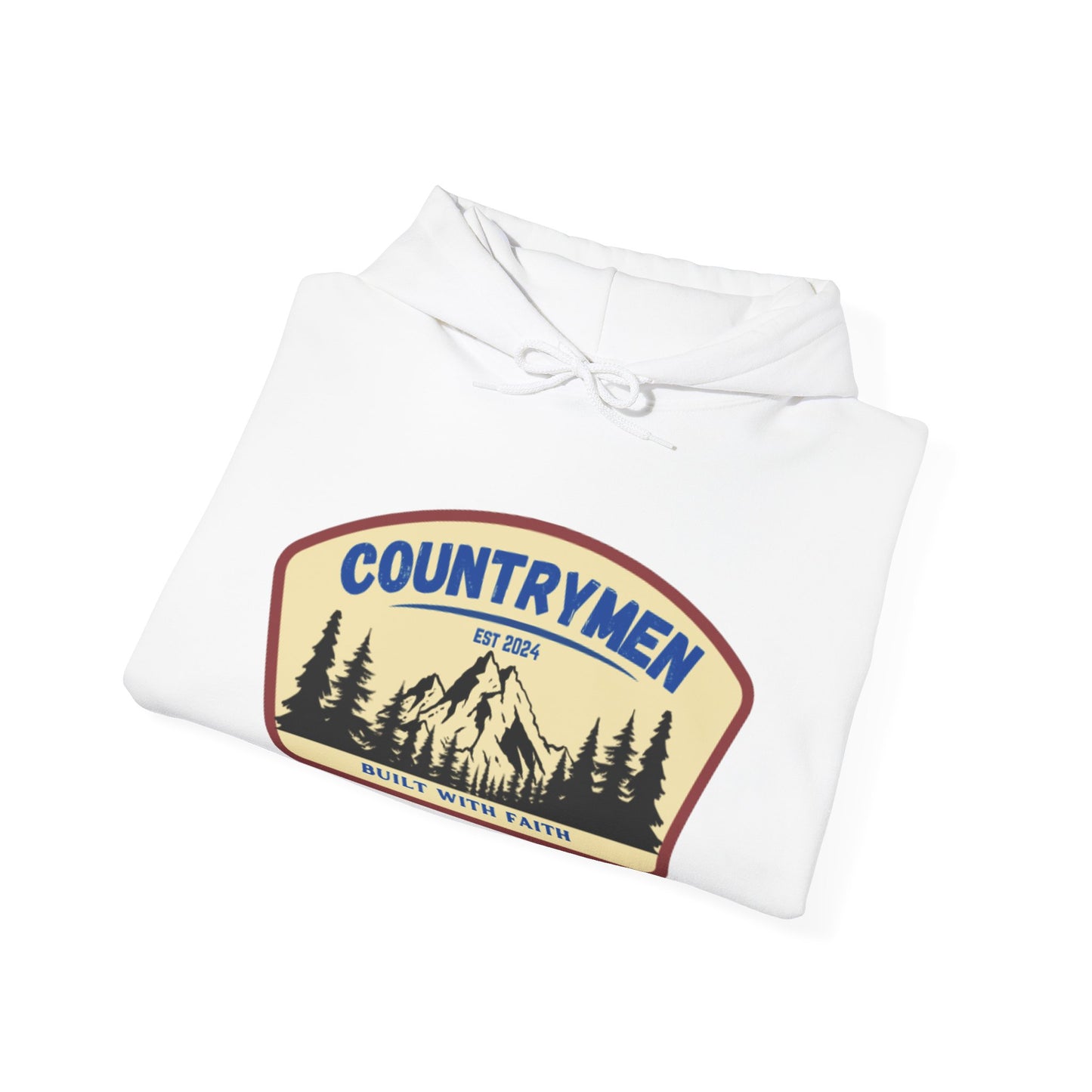 Countrymen Hoodie - "Built With Faith" Camping Vintage Patch Sweatshirt