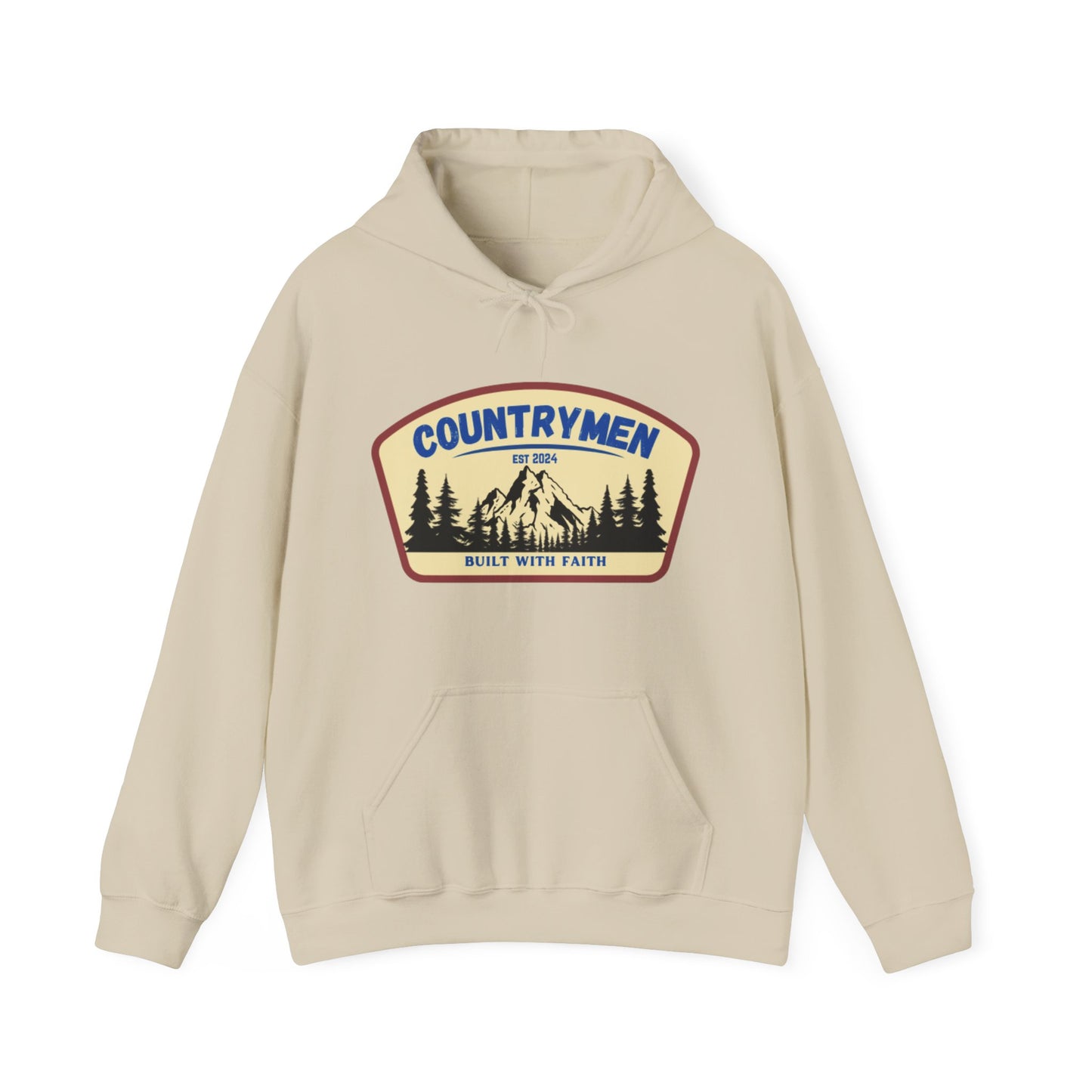 Countrymen Hoodie - "Built With Faith" Camping Vintage Patch Sweatshirt