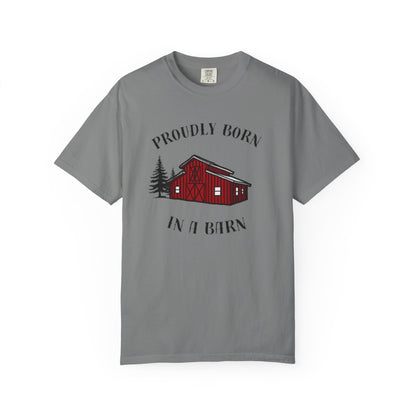 Born in a Barn T-Shirt — Rustic Red Barn Graphic Tee