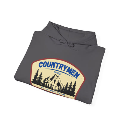 Countrymen Hoodie - "Built With Faith" Camping Vintage Patch Sweatshirt