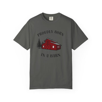 Born in a Barn T-Shirt — Rustic Red Barn Graphic Tee