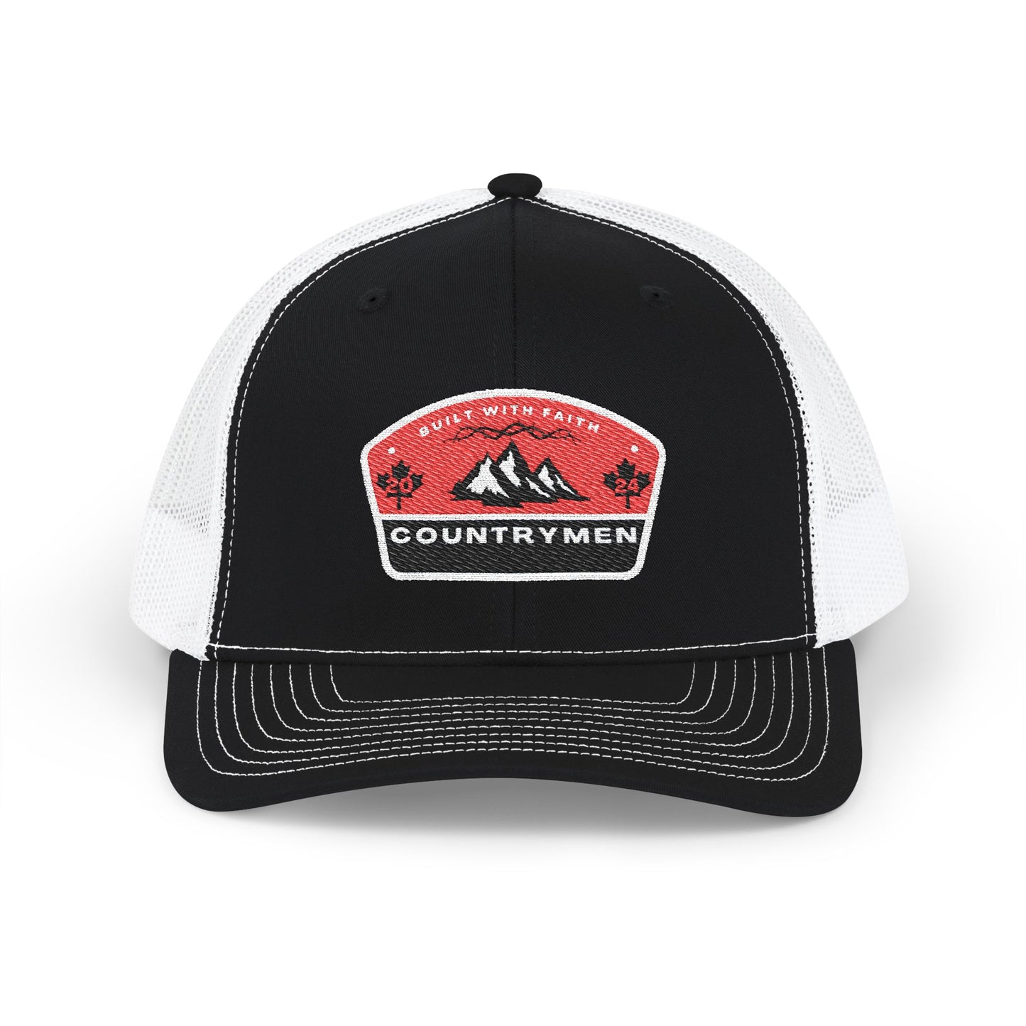 Countrymen Patch Trucker Cap — Retro Mountain Snapback Hat embrodiery